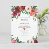 Verbrandd Sinaasappel en blush Floral Wedding Kaart (Staand voorkant)