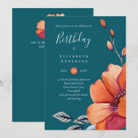 Verbrandd Sinaasappel en donkere Blauwgroen verjaa (Voorkant / Achterkant)