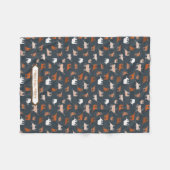 Verbrandd Sinaasappel en donkergrijze gepatterde L Fleece Deken (Voorkant (Horizontaal))