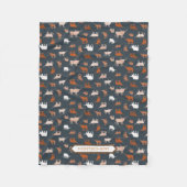 Verbrandd Sinaasappel en donkergrijze gepatterde L Fleece Deken (Voorkant)