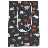 Verbrandd Sinaasappel en donkergrijze gepatterde L Medium Cadeauzakje (Achterkant)