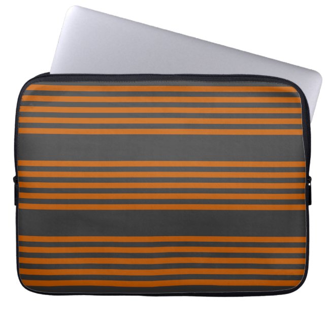 Verbrandd sinaasappel en houtskool met vijf stripp laptop sleeve (Voorkant)