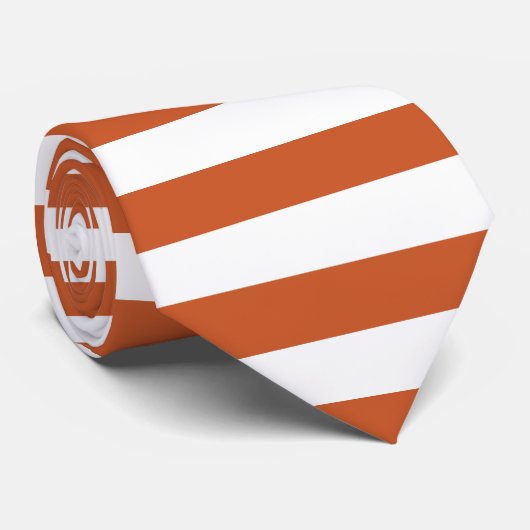 Verbrandd Sinaasappel en wit horizontaal gestreept Stropdas (Opgerold)