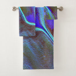Verbrandde blauwe, groene digitale grijze rotsacht bad handdoek