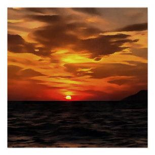 Verbrandde horizons op de aegeïsche verf poster