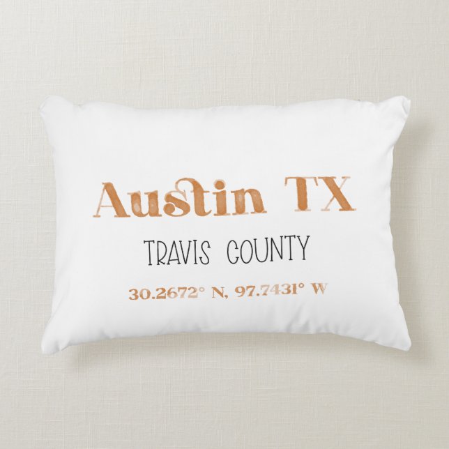 Verbrandde Oranje Austin Texas Accent Pillow Kussen (Voorkant)