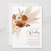 Verbrandde Oranje Bohemen Pampas Grass Wedding Kaart (Voorkant)