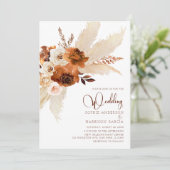 Verbrandde Oranje Bohemen Pampas Grass Wedding Kaart (Staand voorkant)
