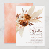 Verbrandde Oranje Bohemen Pampas Grass Wedding Kaart (Voorkant / Achterkant)