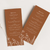 Verbrandde Oranje Boho Wildflower Wedding Receptio Menu
