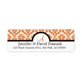 Verbrandde Oranje Damask Wedding Monogram Labels (Voorkant)