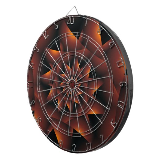Verbrandde Oranje donkere spiraalvormige fractale  Dartbord (Voorkant Rechts)