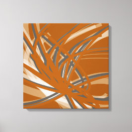 Verbrandde Oranje en grijze Abstracte inktlinten Canvas Afdruk