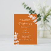 Verbrandde oranje eucalyptusbruiloft uitnodiging briefkaart (Staand voorkant)