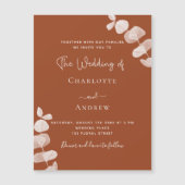 Verbrandde oranje eucalyptusluxebruiloft magnetische uitnodiging (Voorkant)