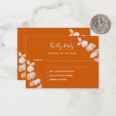 Verbrandde oranje eucalyptustrouwreactie RSVP Notitiekaartje (Voorkant / Achterkant in situ)