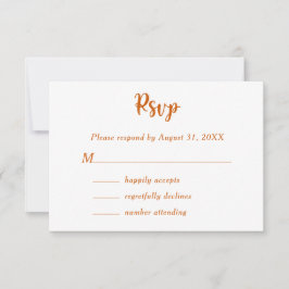 Verbrandde Oranje Floral Botanical Wedding Couple  RSVP Kaartje