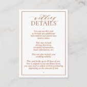 Verbrandde Oranje Floral Crest Monogram Weddenscha Informatiekaartje (Achterkant)