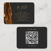 Verbrandde Oranje goudmakerij, donkere bruiloft QR Informatiekaartje (Voorkant / Achterkant)