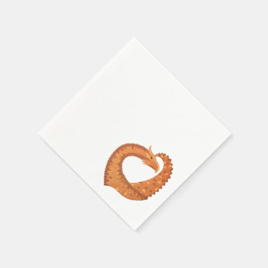 Verbrandde oranje hartdraak op wit servetten (Hoek)