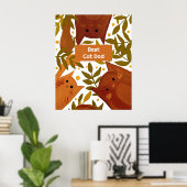 Verbrandde oranje kat en bijlen Beste kattenvader Poster (Thuiskantoor)