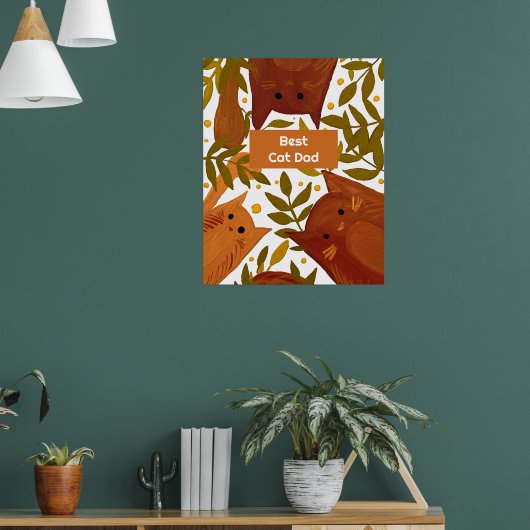 Verbrandde oranje kat en bijlen Beste kattenvader Poster (Woonkamer 1)