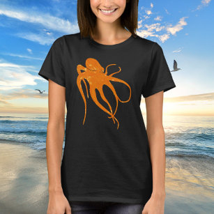 Verbrandde oranje, minimalistische oceaanlevensoct t-shirt