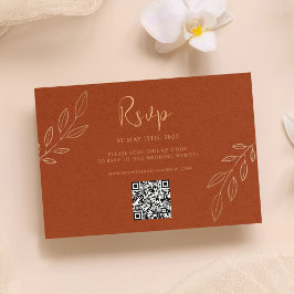 Verbrandde Oranje moderne Boho Wedding RSVP QR Cod