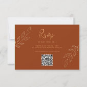 Verbrandde Oranje moderne Boho Wedding RSVP QR Cod Kaartje (Voorkant)