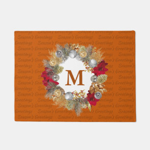 Verbrandde Oranje MONOGRAM Decoratief kerstgeschut Deurmat