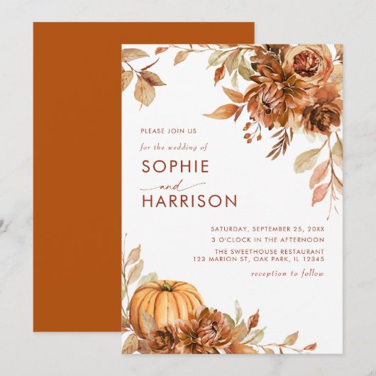 Verbrandde Oranje pompoenherfst Kaart (Voorkant / Achterkant)