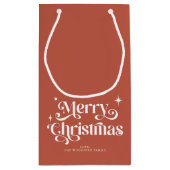 Verbrandde Oranje Retro Merry-kerst Klein Cadeauzakje (Achterkant)