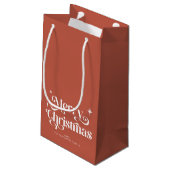 Verbrandde Oranje Retro Merry-kerst Klein Cadeauzakje (Achterkant Gekanteld)