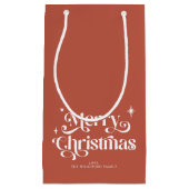 Verbrandde Oranje Retro Merry-kerst Klein Cadeauzakje (Voorkant)