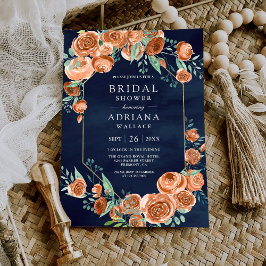 Verbrandde Oranje Rozen Floral Navy Blue Vrijgezel Kaart