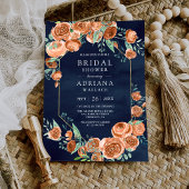 Verbrandde Oranje Rozen Floral Navy Blue Vrijgezel Kaart