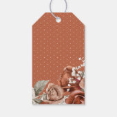Verbrandde Oranje Rozen Terracotta Floral Navy Wed Cadeaulabel (Achterkant)