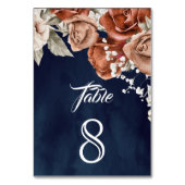 Verbrandde Oranje Rozen Terracotta Floral Navy Wed Kaart (Achterkant)