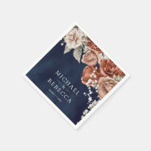 Verbrandde Oranje Rozen Terracotta Floral Navy Wed Servet (Hoek)