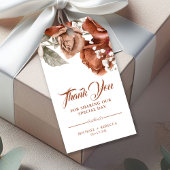 Verbrandde Oranje Rozen Terracotta Floral Wedding Cadeaulabel