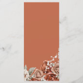 Verbrandde Oranje Rozen Terracotta Floral Wedding Menu (Achterkant)