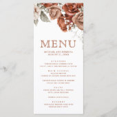 Verbrandde Oranje Rozen Terracotta Floral Wedding Menu (Voorkant)