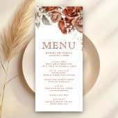 Verbrandde Oranje Rozen Terracotta Floral Wedding Menu