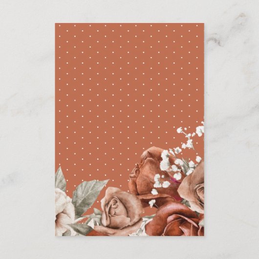 Verbrandde Oranje Rozen Terracotta Wedding Details Informatiekaartje (Achterkant)