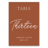 Verbrandde Oranje Rust Wedding Dertien Kaart (Achterkant)