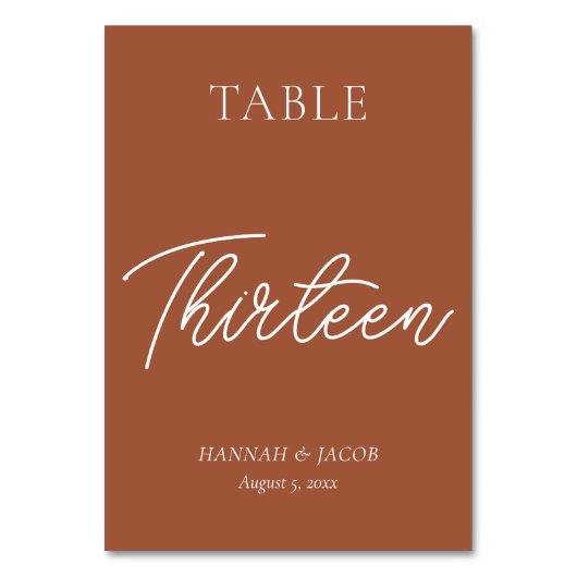 Verbrandde Oranje Rust Wedding Dertien Kaart (Voorkant)