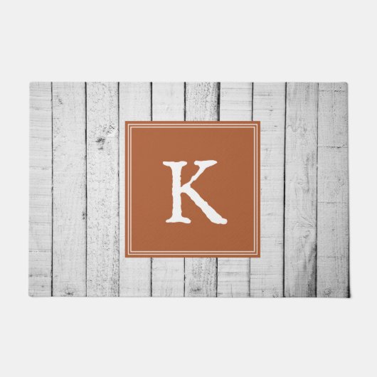 Verbrandde Oranje Rustige Monogram Doormat Deurmat (Voorkant)