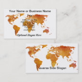 Verbrandde Oranje Wereldkaart Visitekaartje (Voorkant / Achterkant)