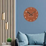 Verbrandde oranje witte bedrijfs logo ronde klok<br><div class="desc">Een verbrande oranje,  terracotta gekleurde achtergrond. Personaliseer en voeg uw zaken,  bedrijfs logo toe. Witte kloknummers.</div>