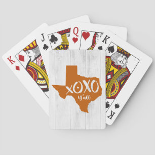 Verbrandde Oranje XOXO, Y'all - Texas State Shape Pokerkaarten